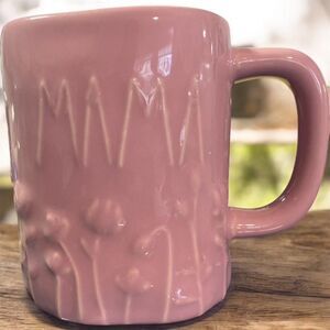 Rae Dunn Mama All Pink Raised Flowers Floral Mug